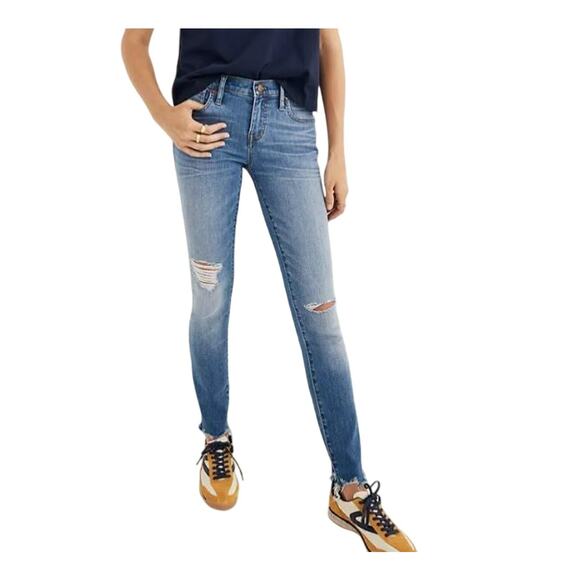 MADEWELL NEW $128 8" Distressed Skinny Jeans in Frankie Wash Size 24 - Picture 3 of 5